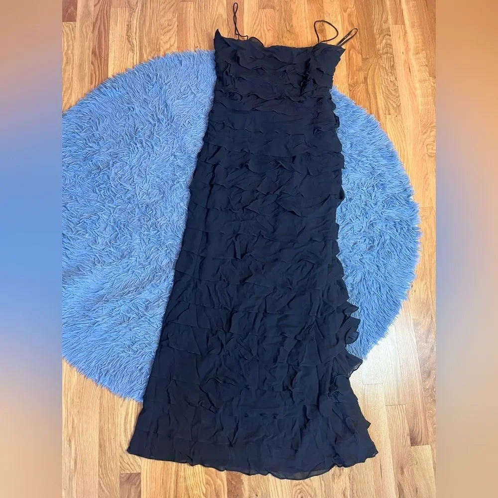 Tadashi Shoji Black Tiered Ruffle Maxi Dress - Picture 2 of 6